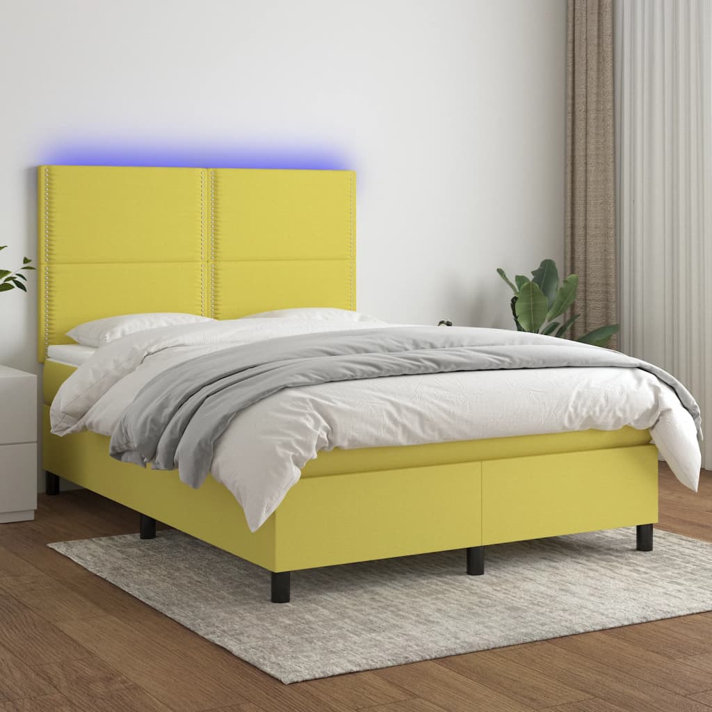 Boxspringbett Mit Matratze & Led Stoff Grün