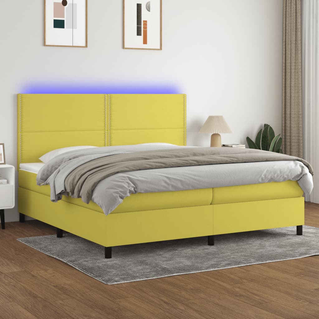 Boxspringbett Mit Matratze & Led Stoff Grün