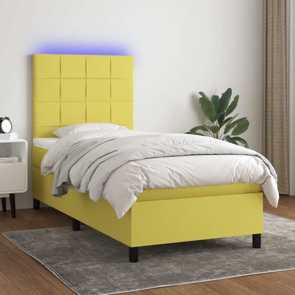 Boxspringbett Mit Matratze & Led Stoff Grün