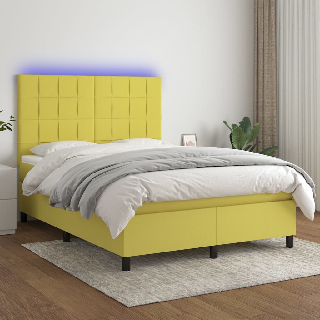 Boxspringbett Mit Matratze & Led Stoff Grün