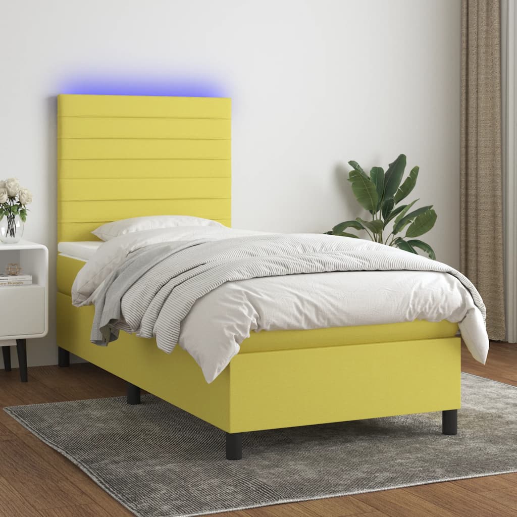 Boxspringbett Mit Matratze & Led Stoff Grün