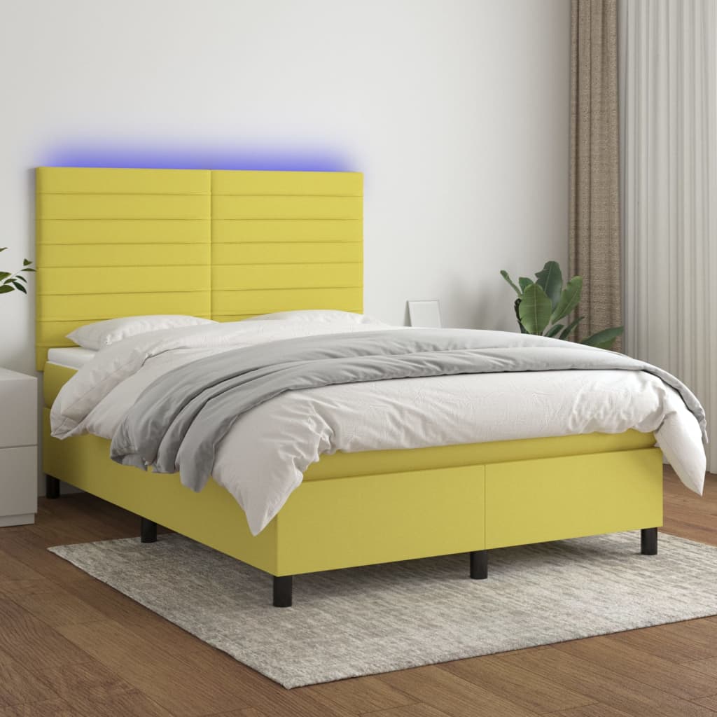 Boxspringbett Mit Matratze & Led Stoff Grün