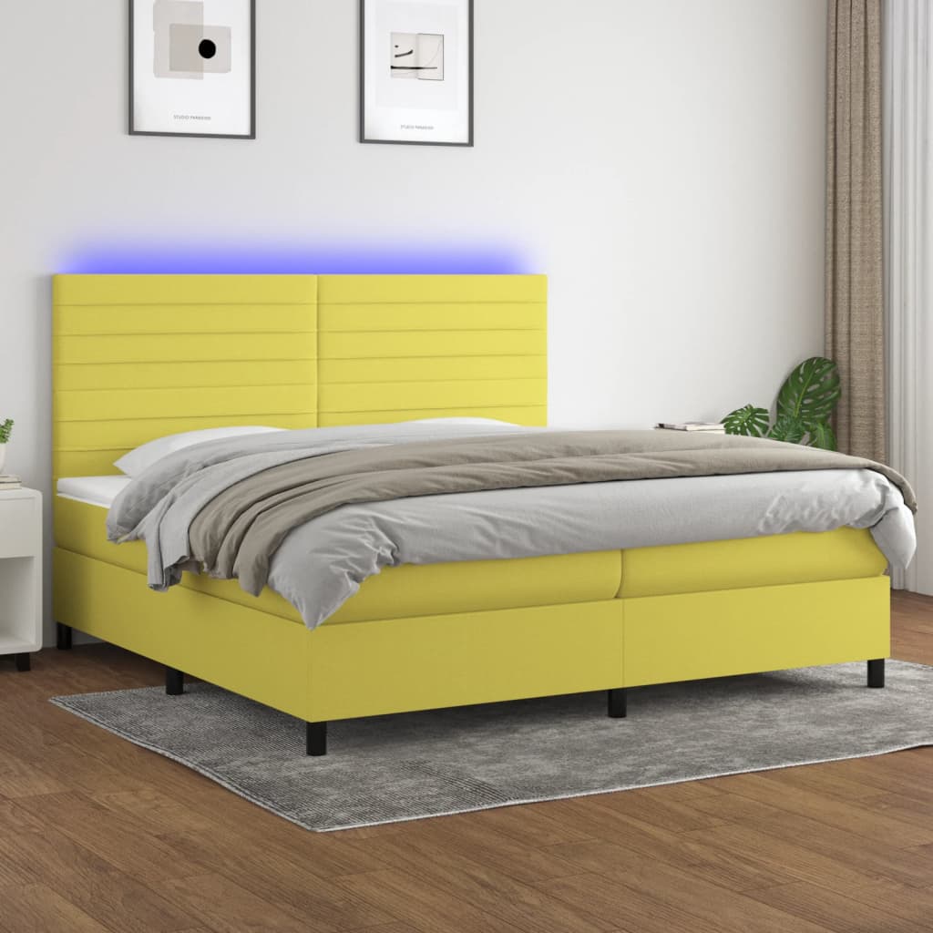 Boxspringbett Mit Matratze & Led Stoff Grün