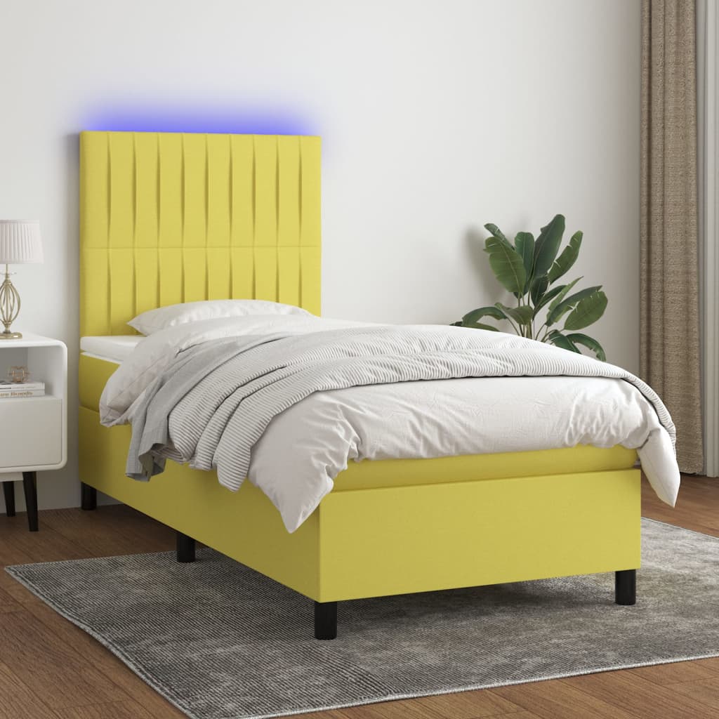 Boxspringbett Mit Matratze & Led Stoff Grün