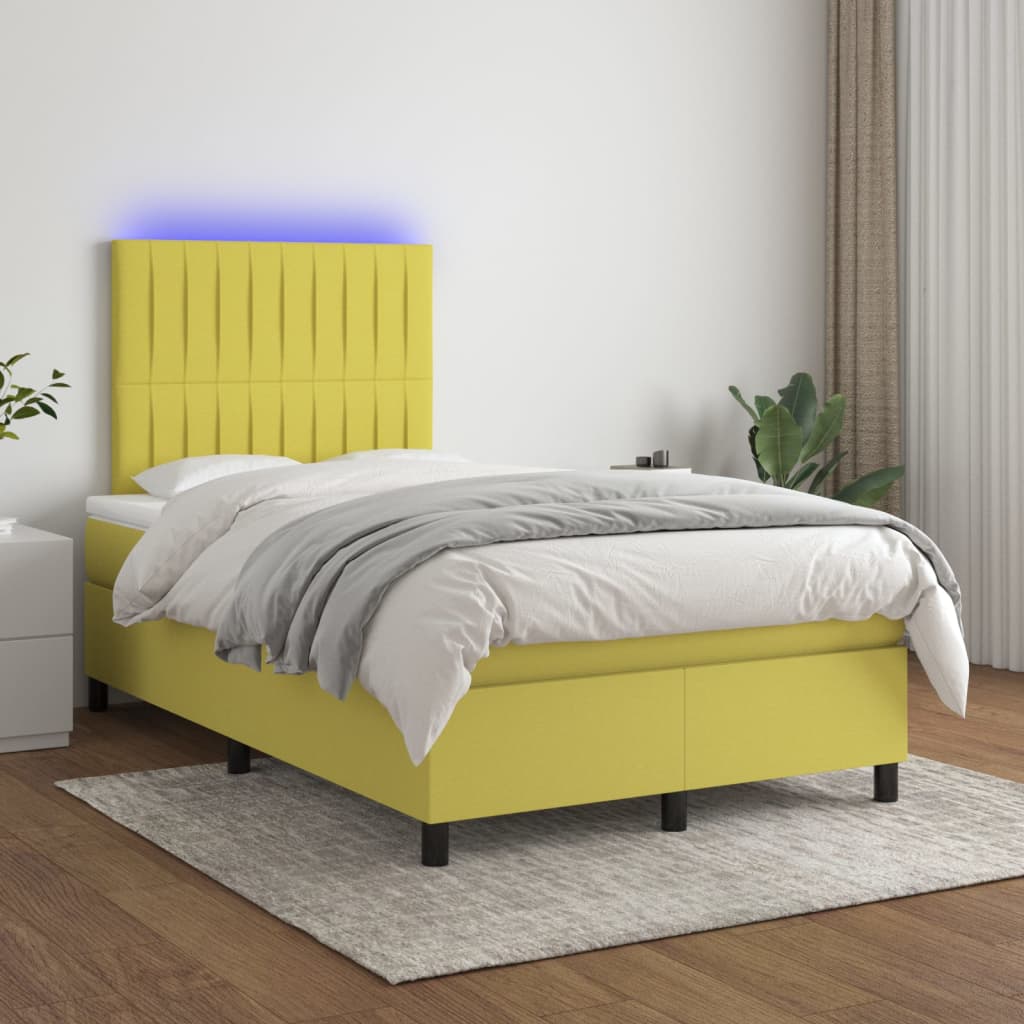 Boxspringbett Mit Matratze & Led Stoff Grün