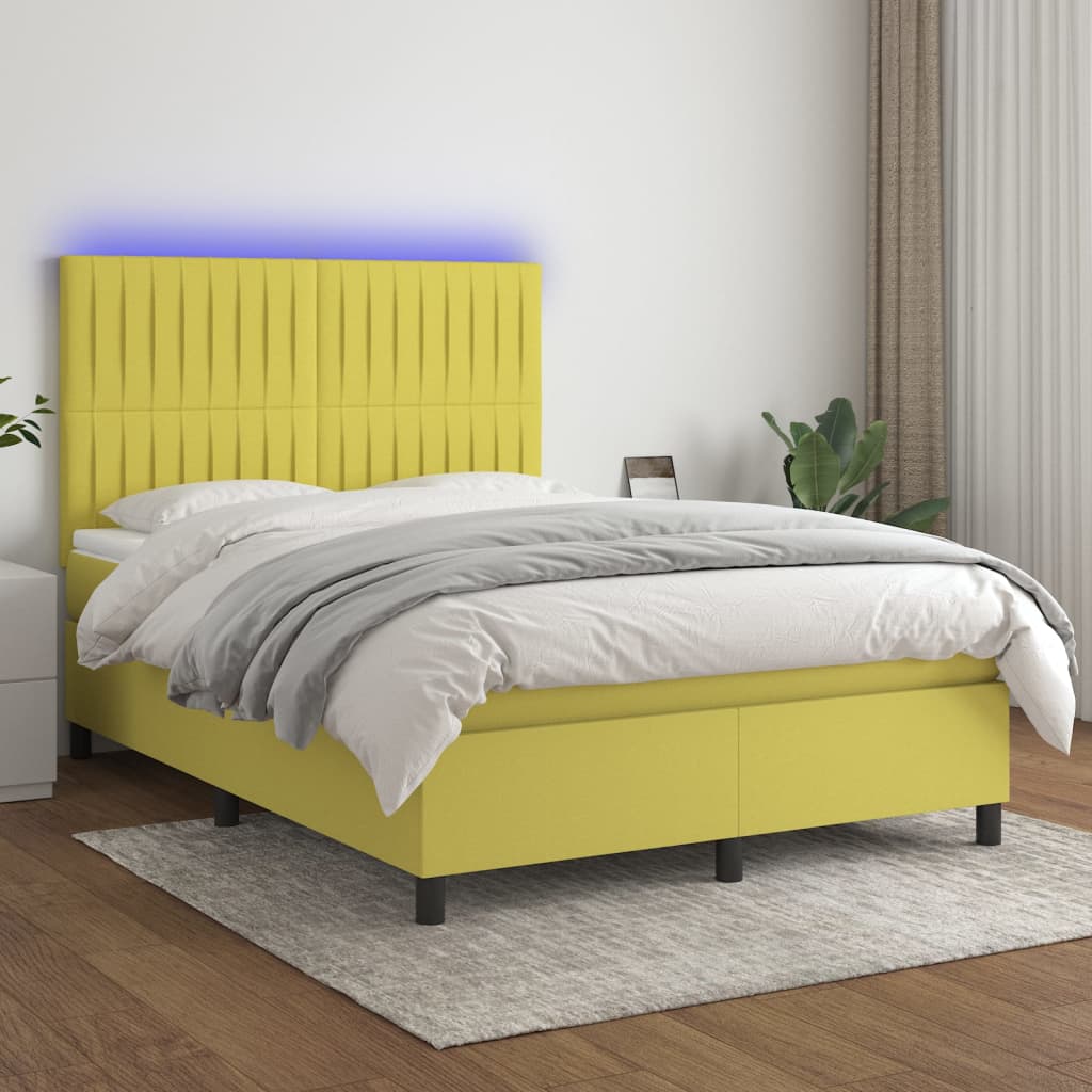 Boxspringbett Mit Matratze & Led Stoff Grün