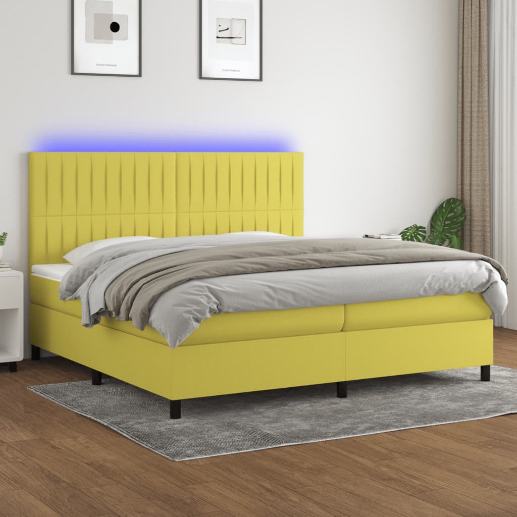 Boxspringbett Mit Matratze & Led Stoff Grün
