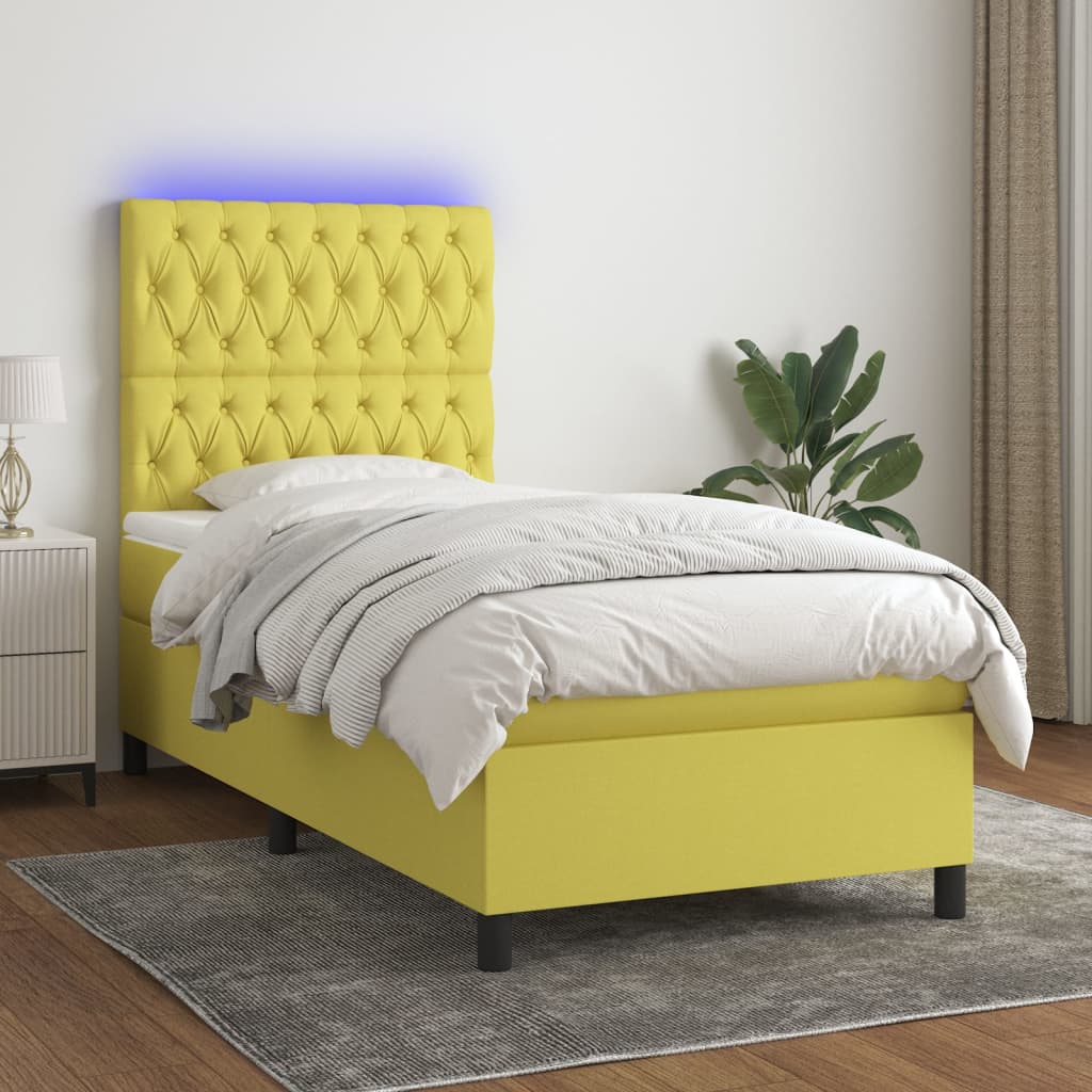 Boxspringbett Mit Matratze & Led Stoff Grün