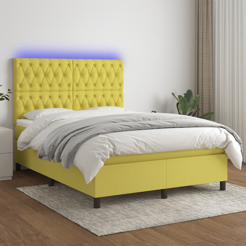 Boxspringbett Mit Matratze & Led Stoff Grün