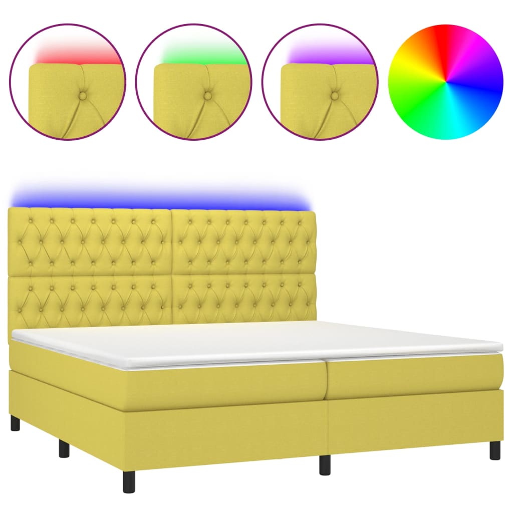 Boxspringbett Mit Matratze & Led Stoff Grün
