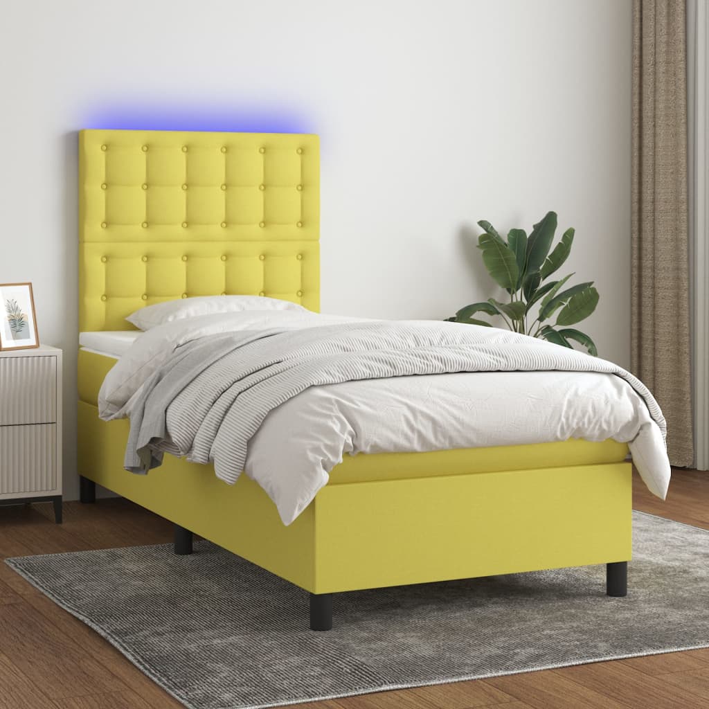 Boxspringbett Mit Matratze & Led Stoff Grün