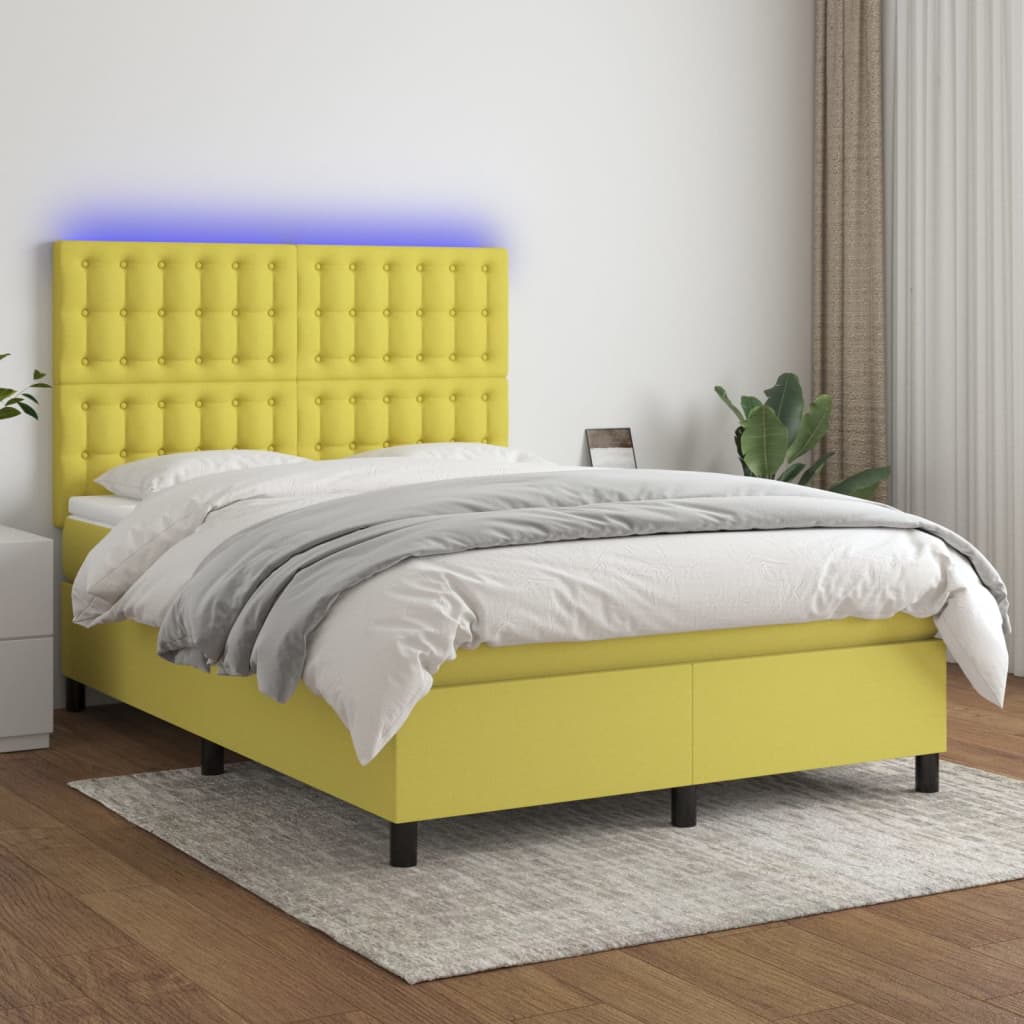 Boxspringbett Mit Matratze & Led Stoff Grün