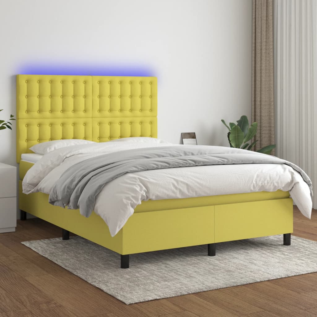 Boxspringbett Mit Matratze & Led Stoff Grün