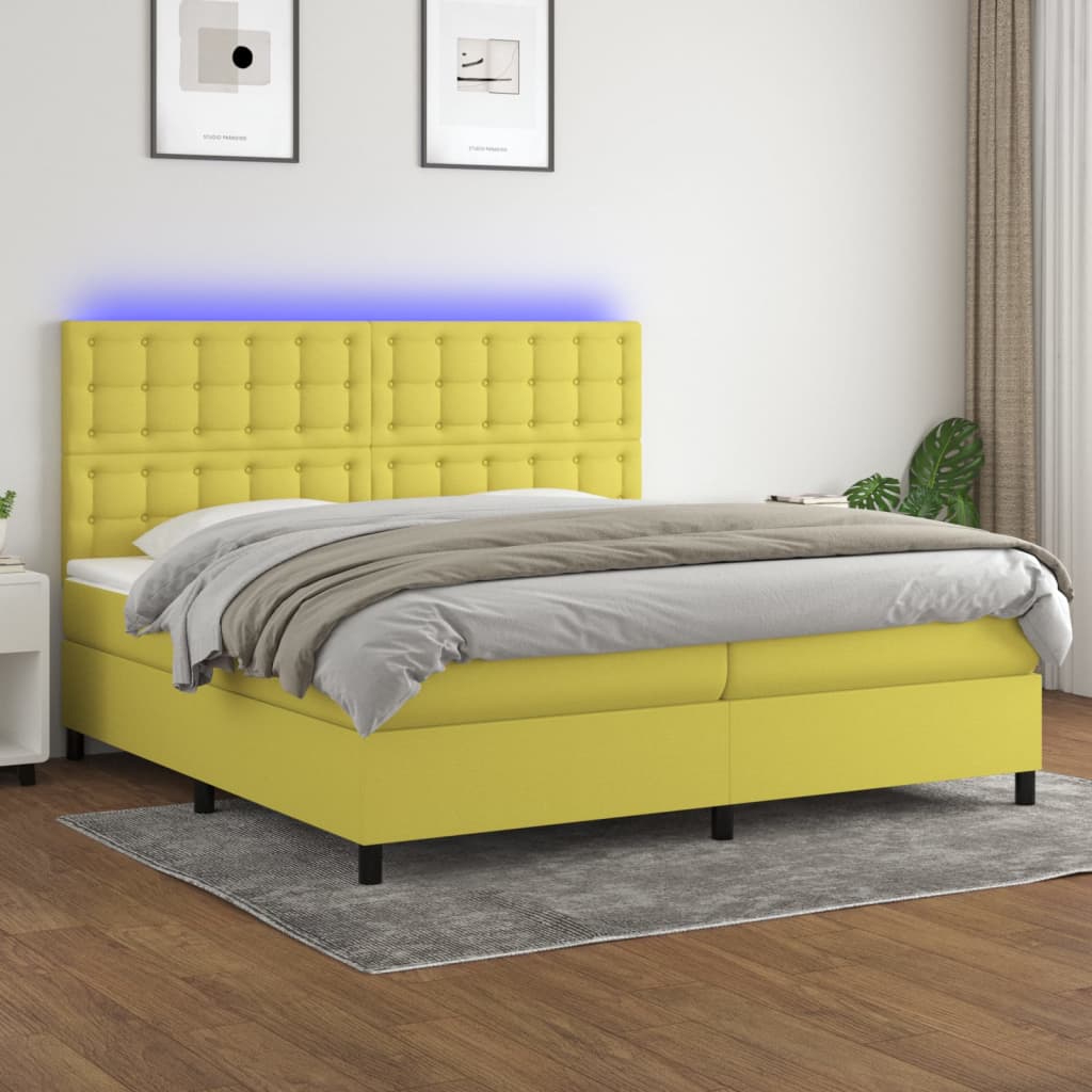 Boxspringbett Mit Matratze & Led Stoff Grün