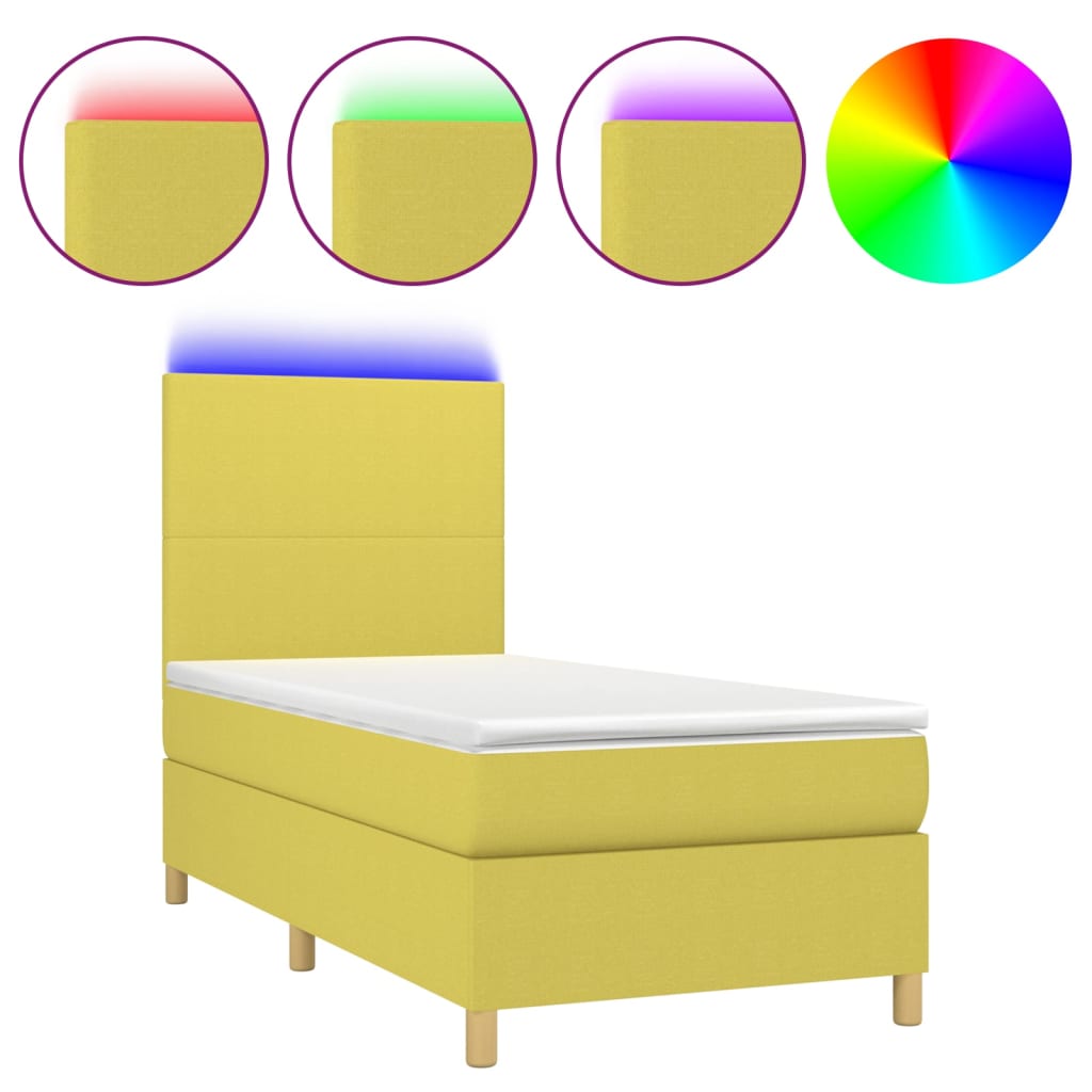 Boxspringbett Mit Matratze & Led Stoff Grün