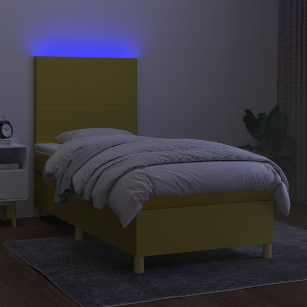 Boxspringbett Mit Matratze & Led Stoff Grün
