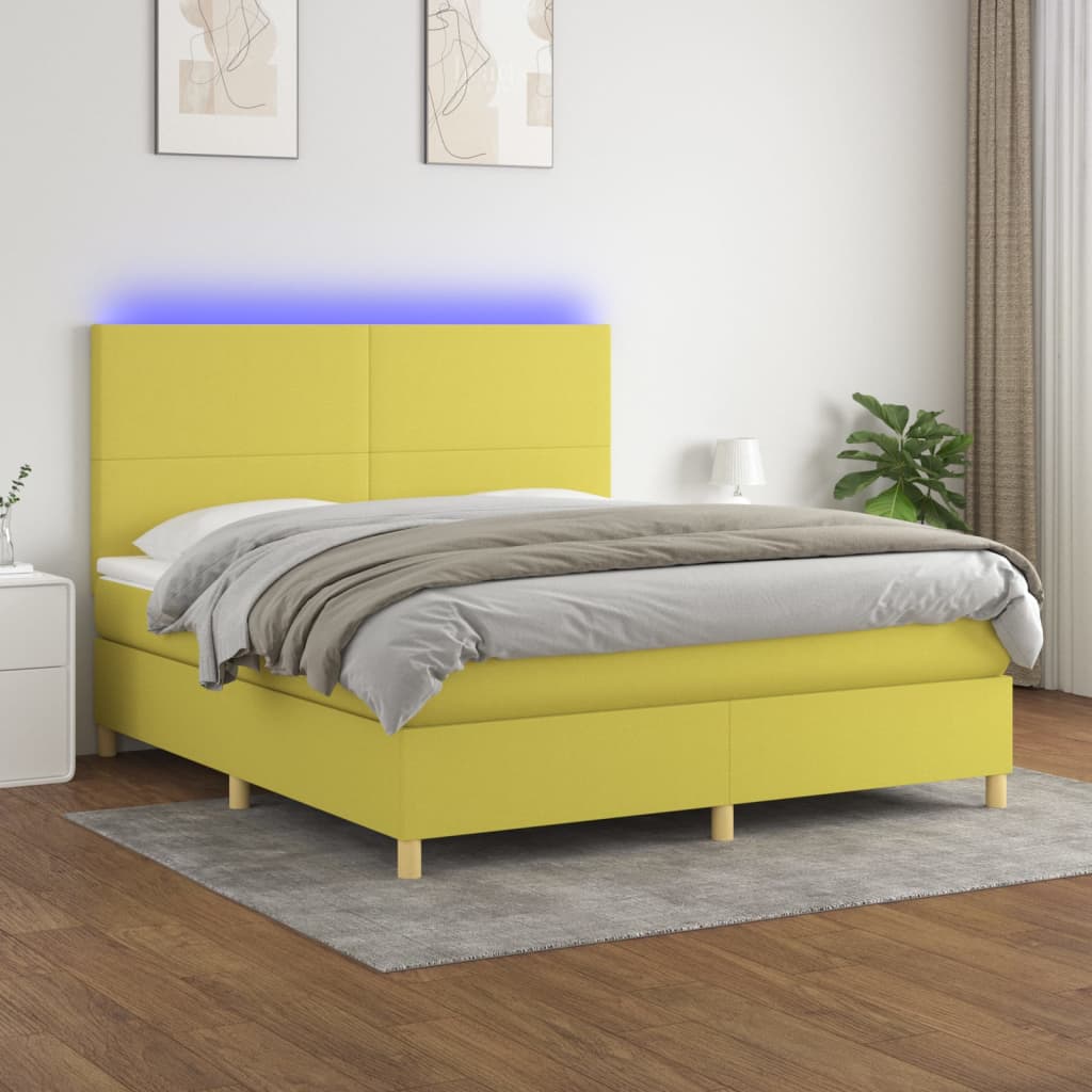 Boxspringbett Mit Matratze & Led Stoff Grün