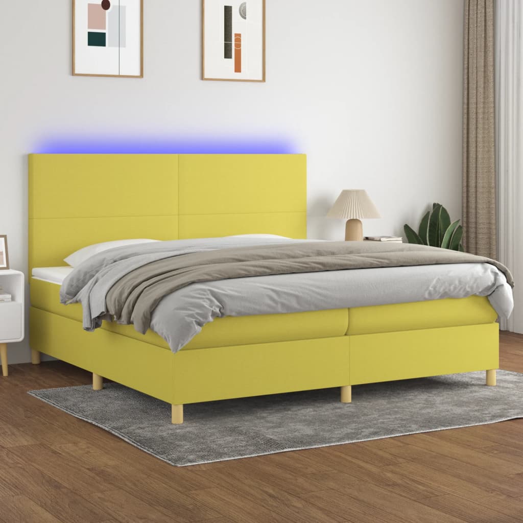 Boxspringbett Mit Matratze & Led Stoff Grün