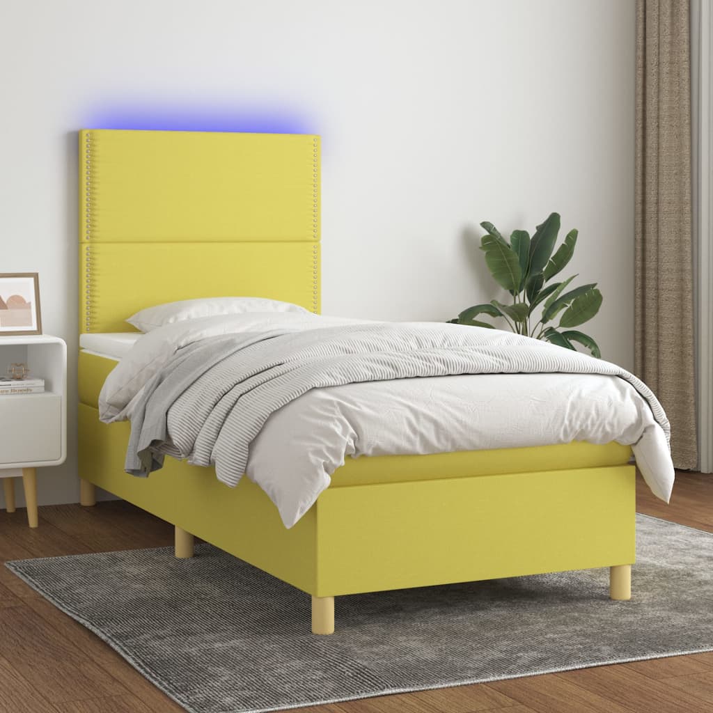 Boxspringbett Mit Matratze & Led Stoff Grün