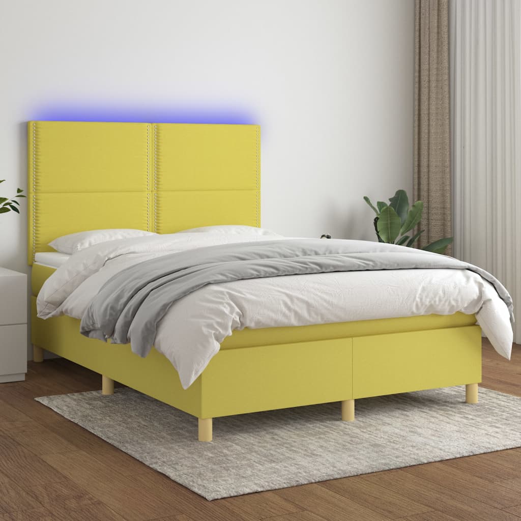 Boxspringbett Mit Matratze & Led Stoff Grün