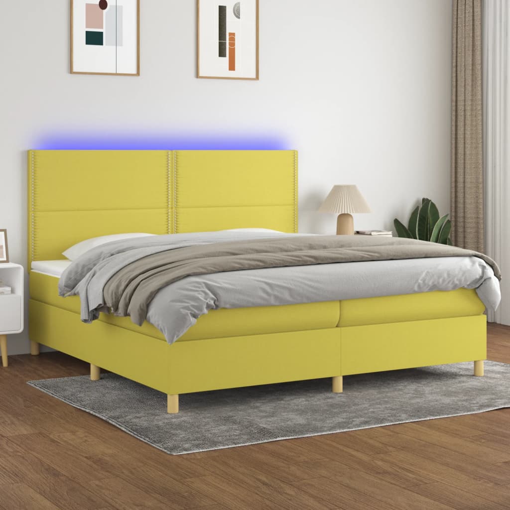Boxspringbett Mit Matratze & Led Stoff Grün