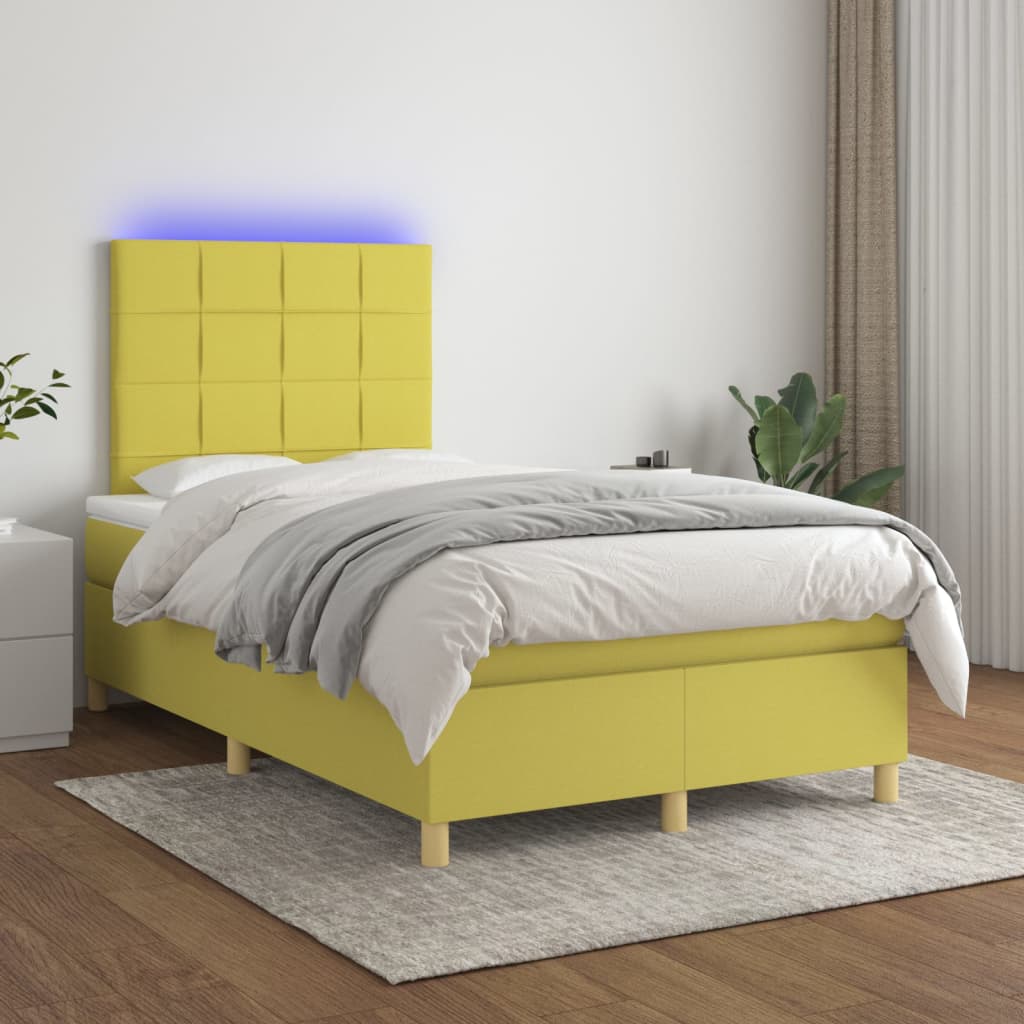 Boxspringbett Mit Matratze & Led Stoff Grün