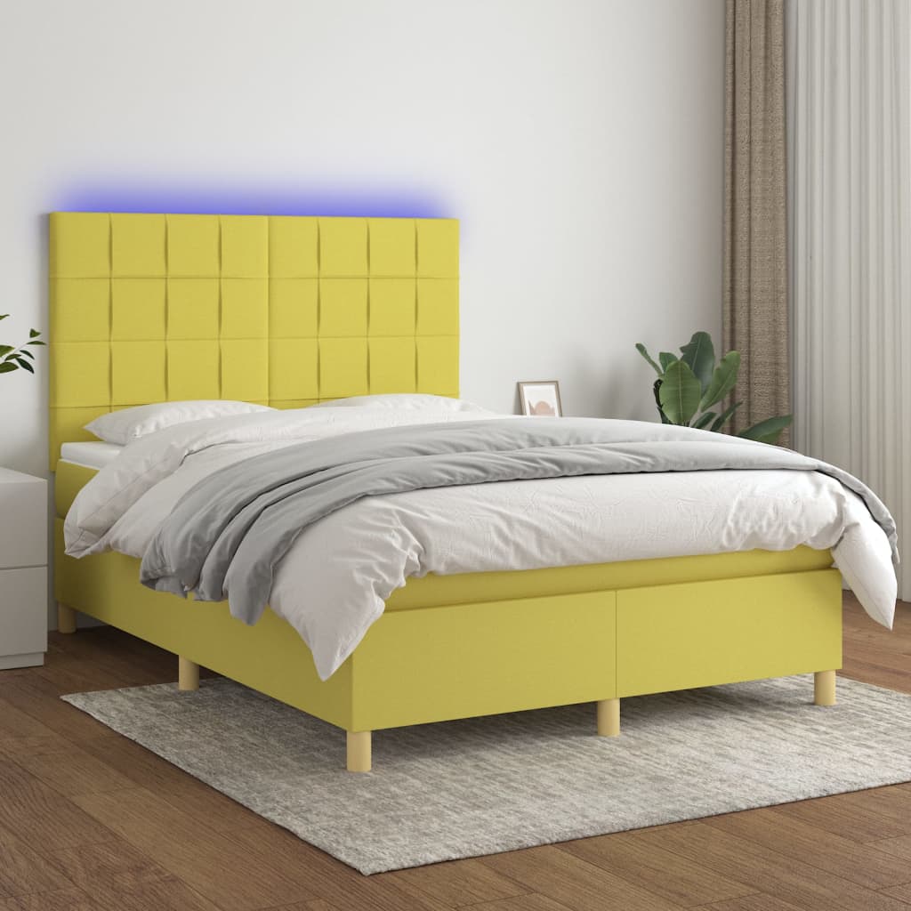 Boxspringbett Mit Matratze & Led Stoff Grün