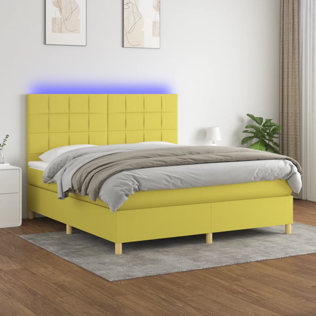 Boxspringbett Mit Matratze & Led Stoff Grün