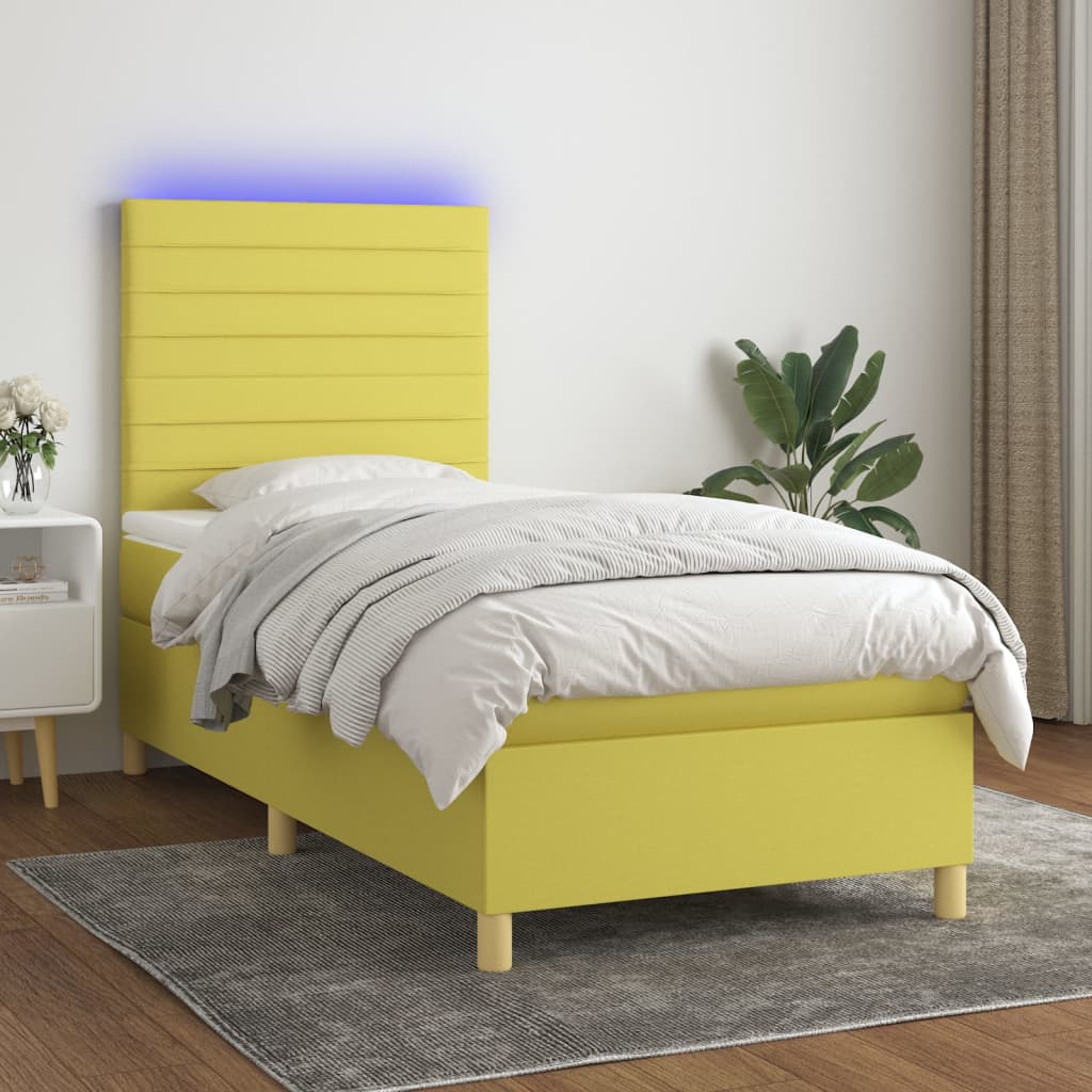 Boxspringbett Mit Matratze & Led Stoff Grün