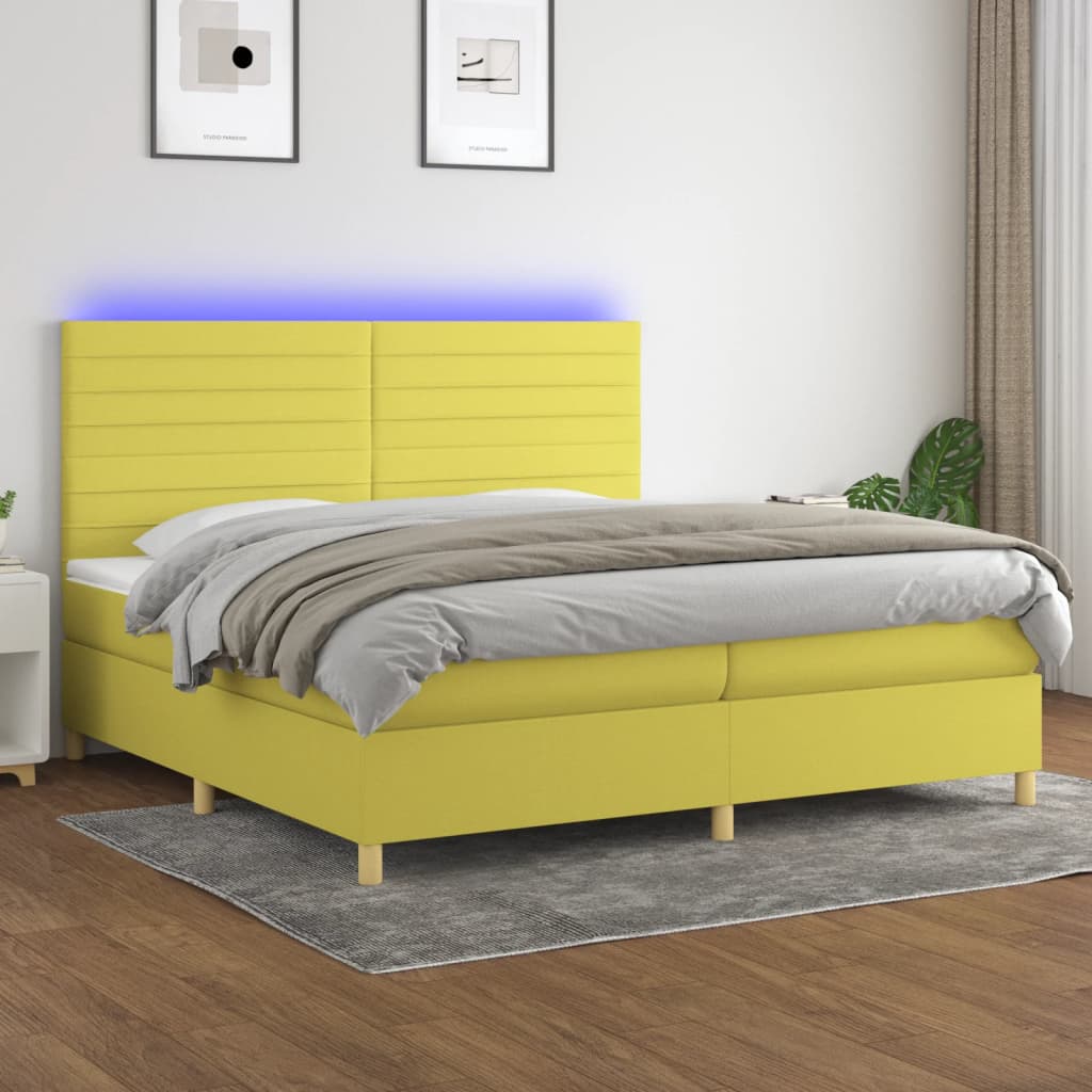 Boxspringbett Mit Matratze & Led Stoff Grün