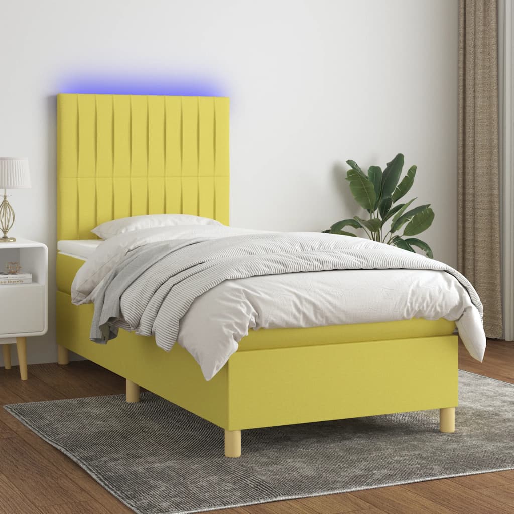 Boxspringbett Mit Matratze & Led Stoff Grün