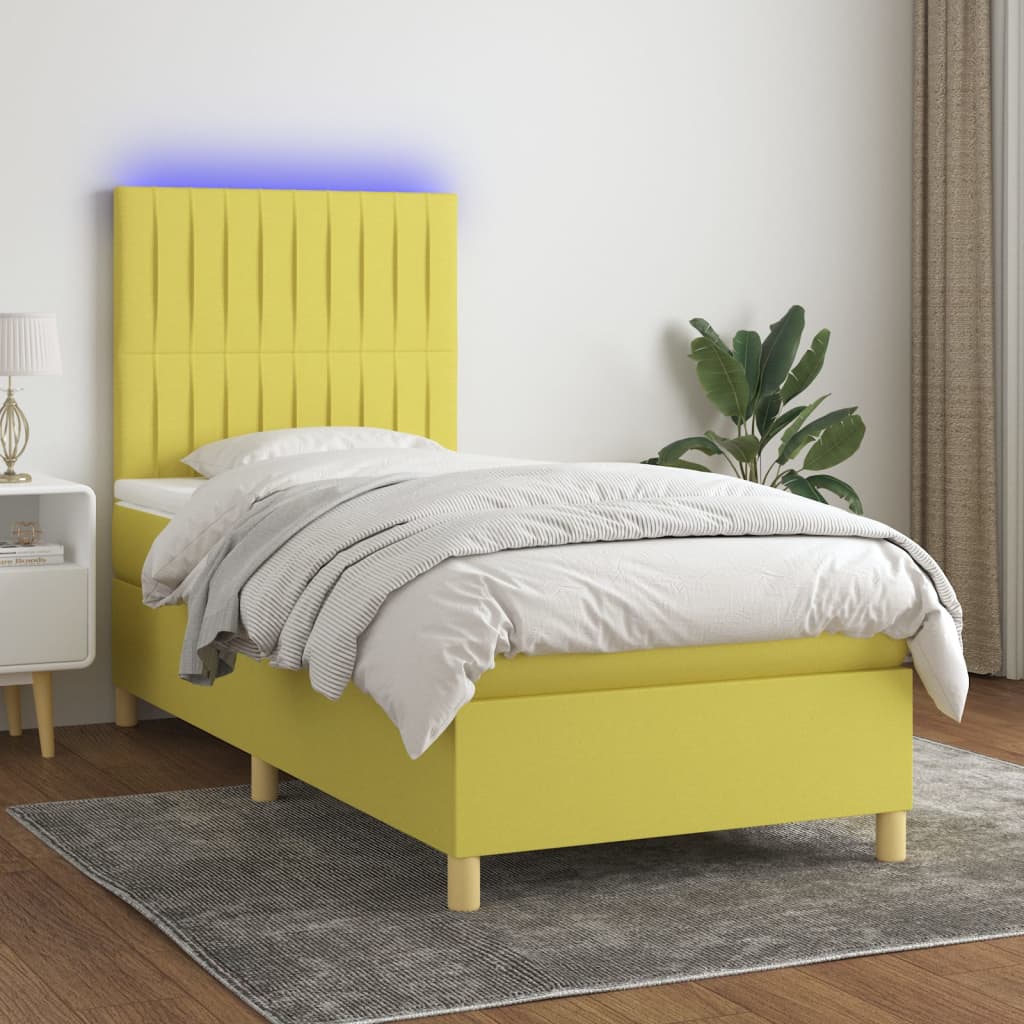 Boxspringbett Mit Matratze & Led Stoff Grün
