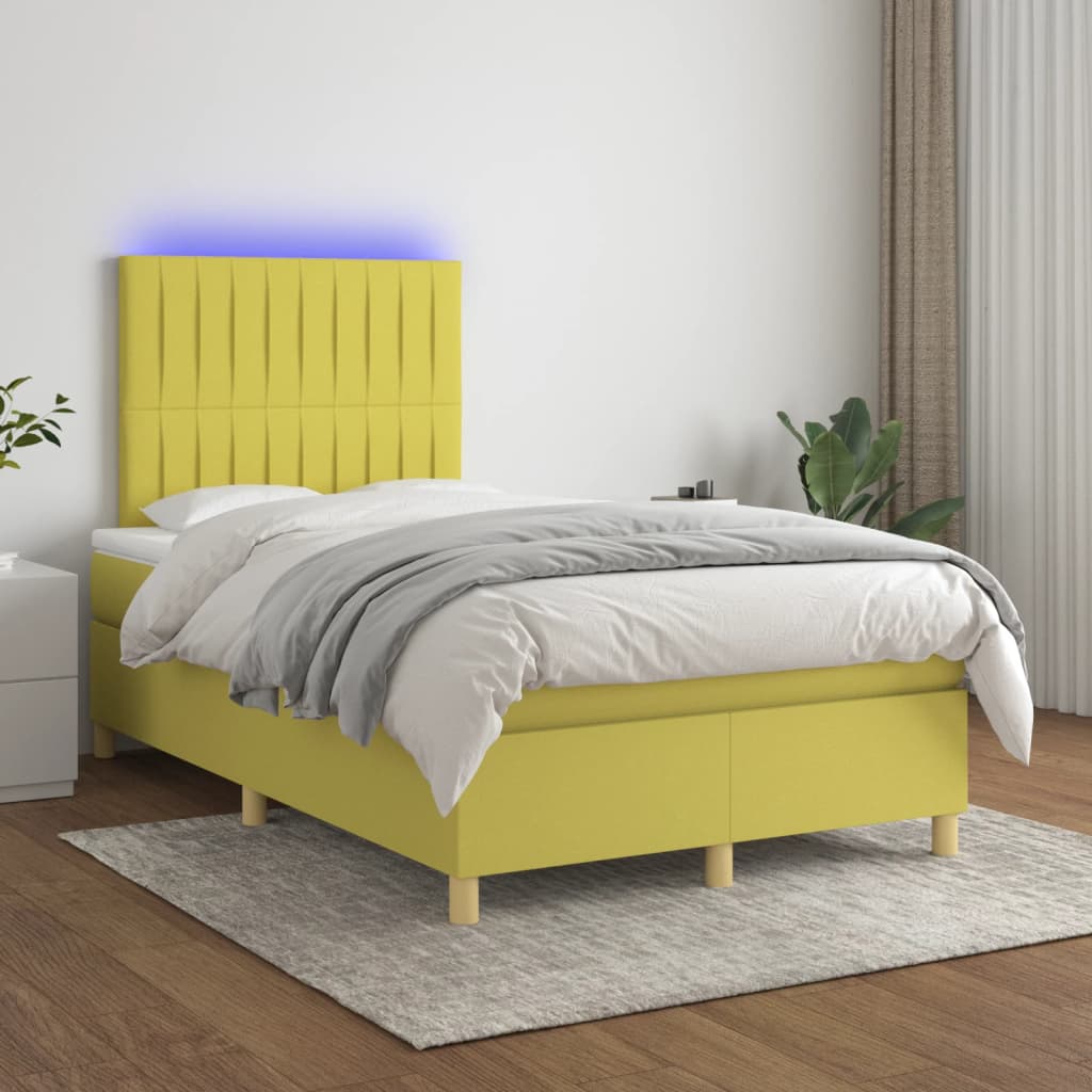 Boxspringbett Mit Matratze & Led Stoff Grün