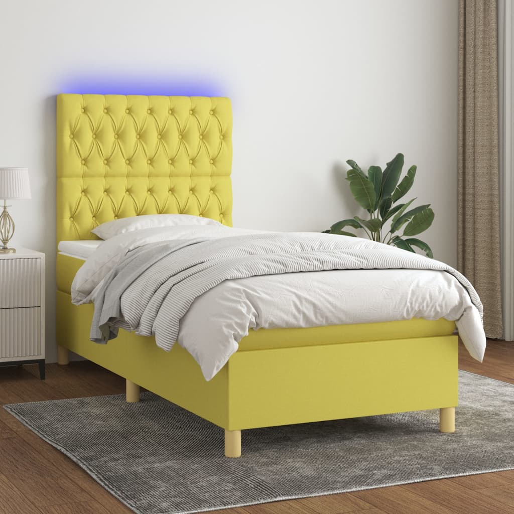 Boxspringbett Mit Matratze & Led Stoff Grün