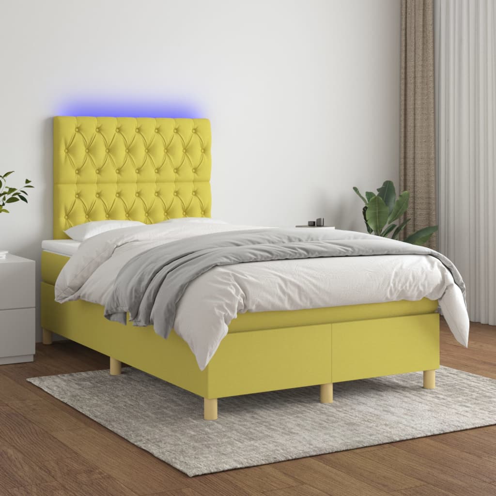 Boxspringbett Mit Matratze & Led Stoff Grün