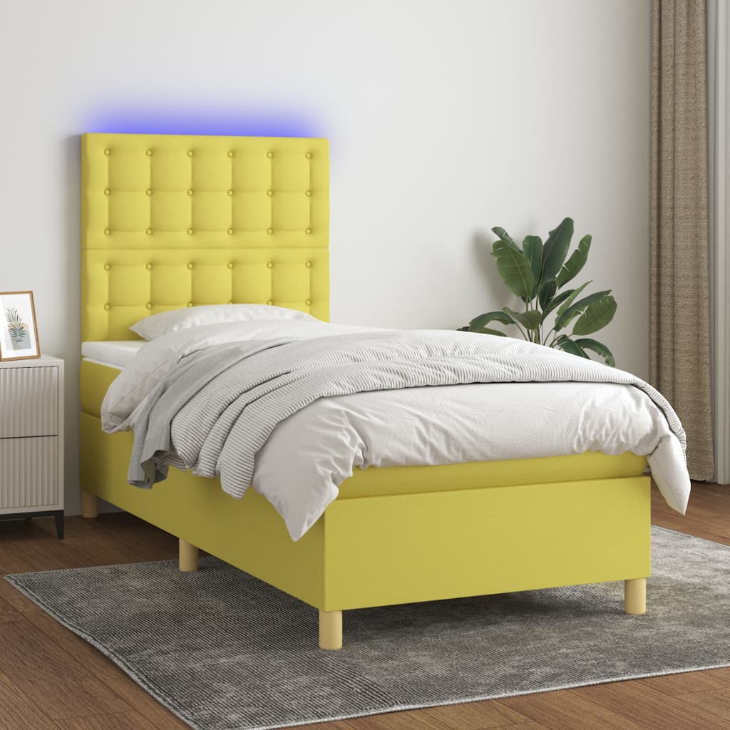 Boxspringbett Mit Matratze & Led Stoff Grün