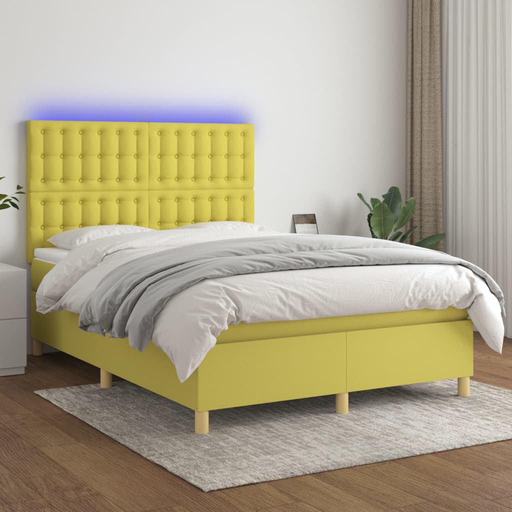 Boxspringbett Mit Matratze & Led Stoff Grün
