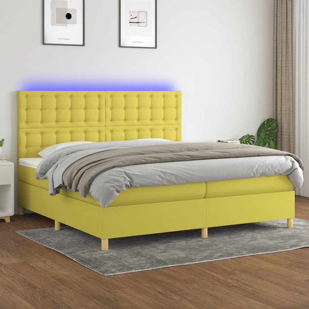 Boxspringbett Mit Matratze & Led Stoff Grün