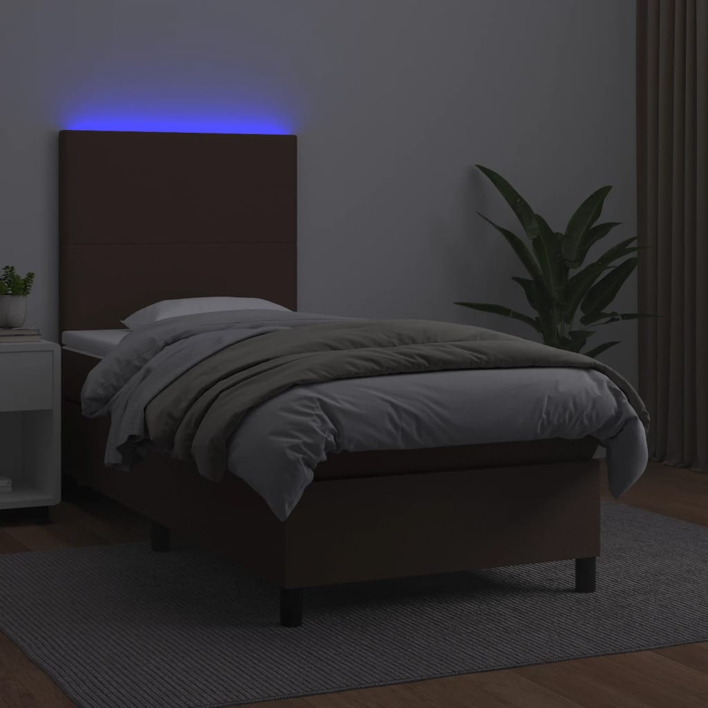 Boxspringbett Mit Matratze & Led Kunstleder Braun