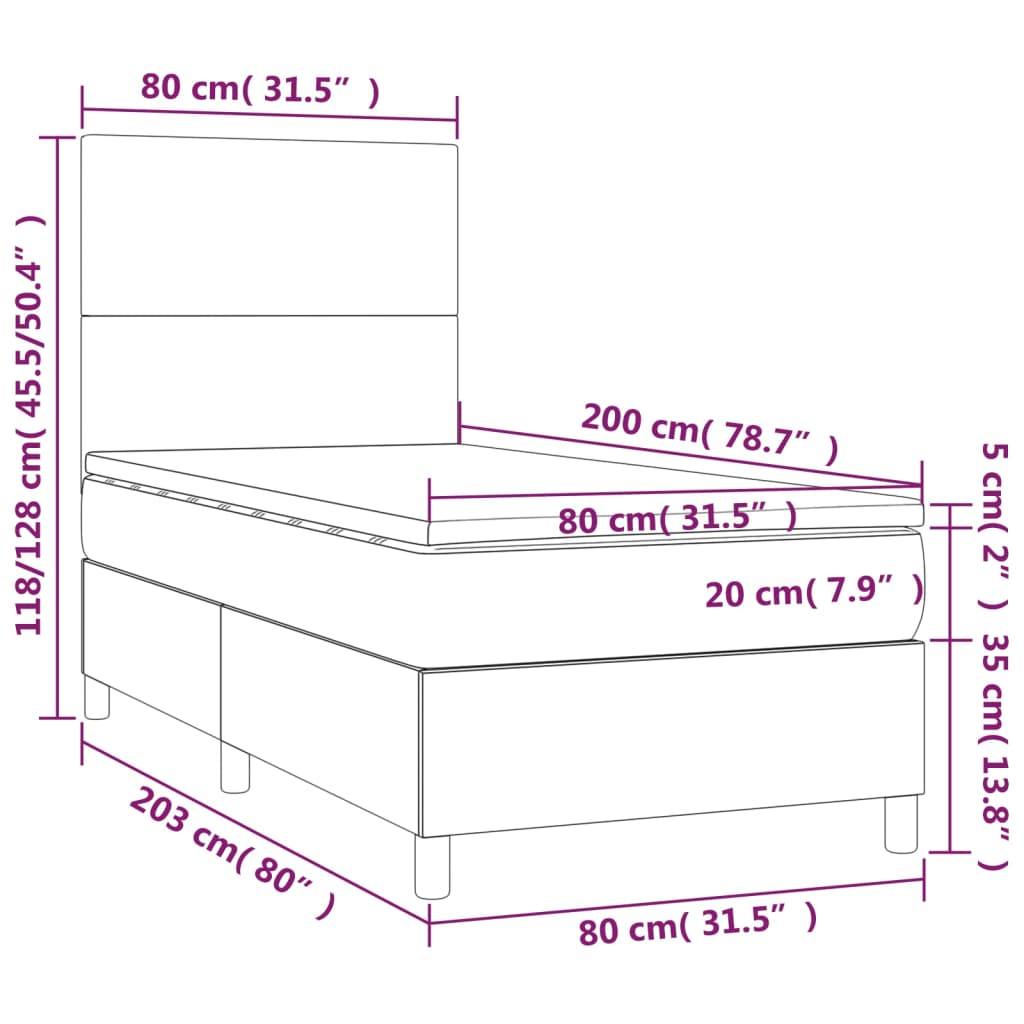 Boxspringbett Mit Matratze & Led Kunstleder Braun
