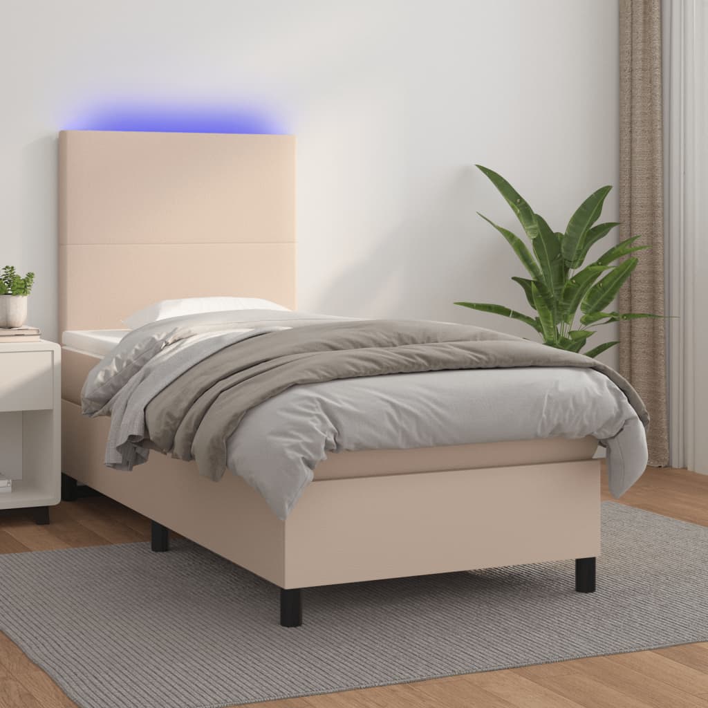 Boxspringbett Mit Matratze & Led -Braun 100X200Cm Cappuccino