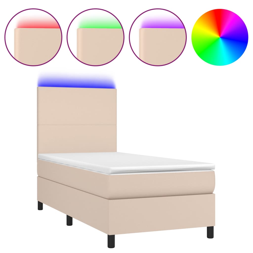 Boxspringbett Mit Matratze & Led -Braun 100X200Cm Cappuccino