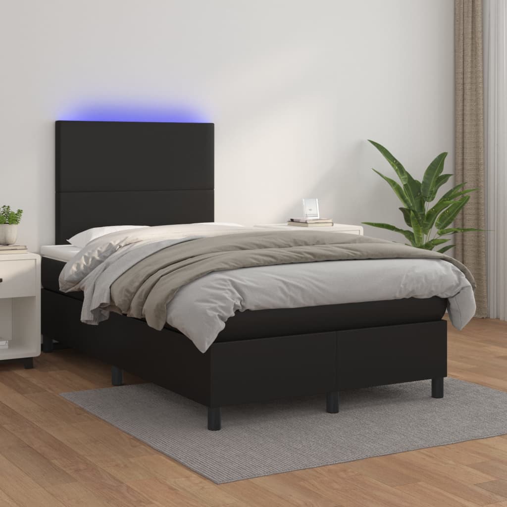 Boxspringbett Mit Matratze & Led Kunstleder Schwarz