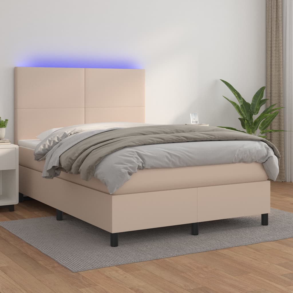 Boxspringbett Mit Matratze & Led -Braun 100X200Cm Cappuccino