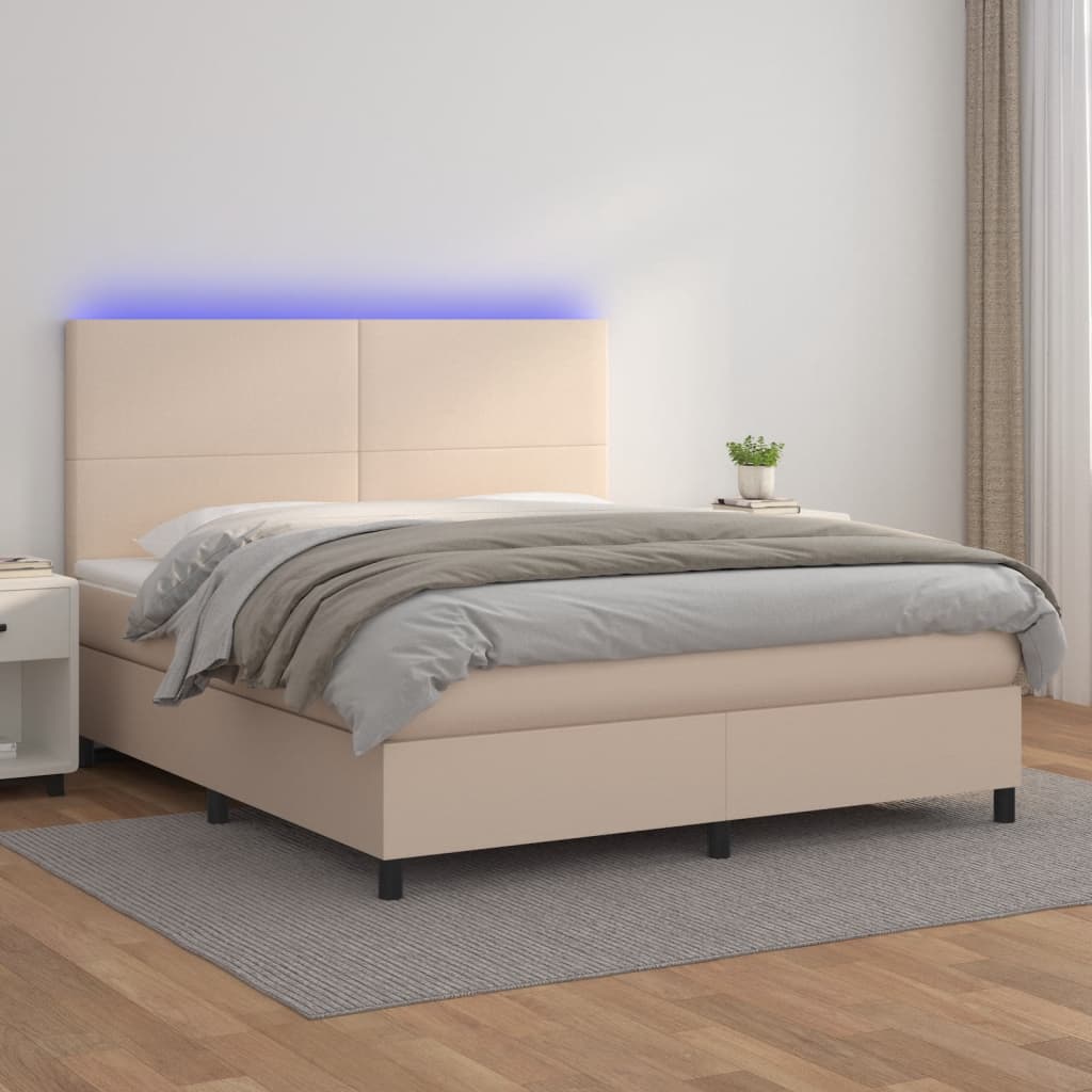 Boxspringbett Mit Matratze & Led -Braun 100X200Cm Cappuccino
