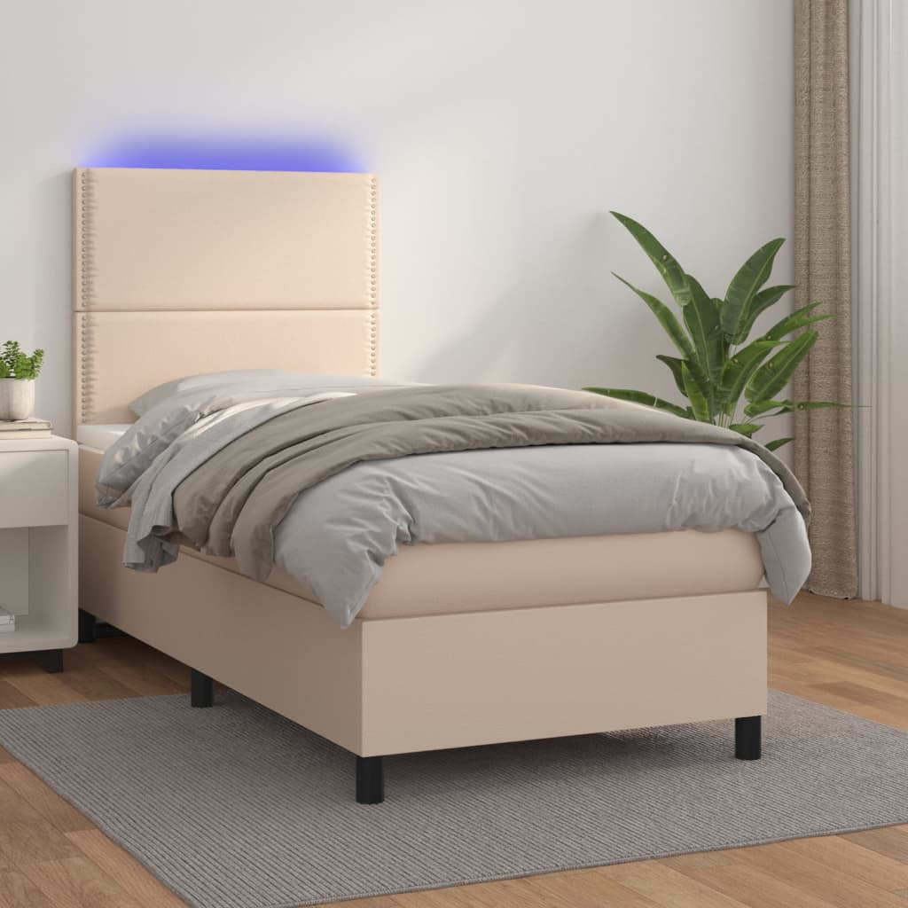 Boxspringbett Mit Matratze & Led -Braun 100X200Cm Cappuccino