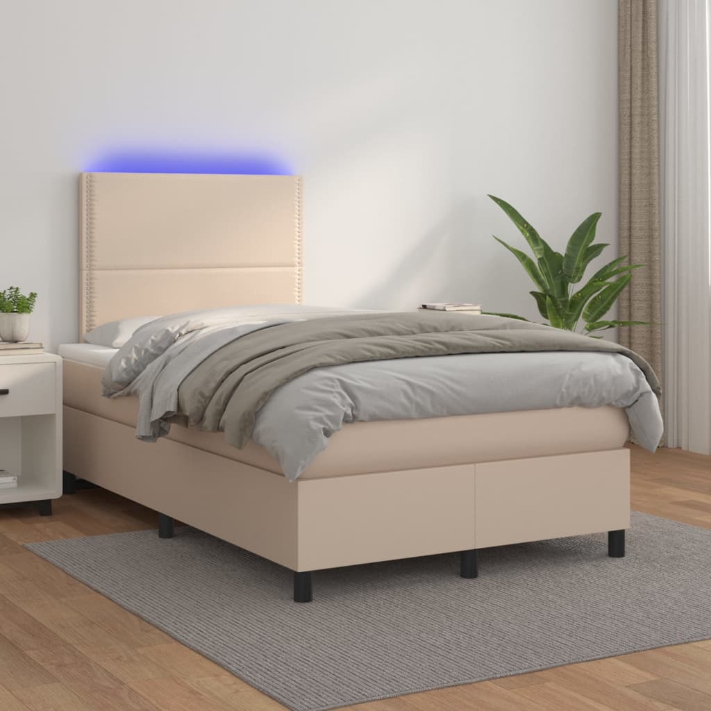 Boxspringbett Mit Matratze & Led -Braun 100X200Cm Cappuccino