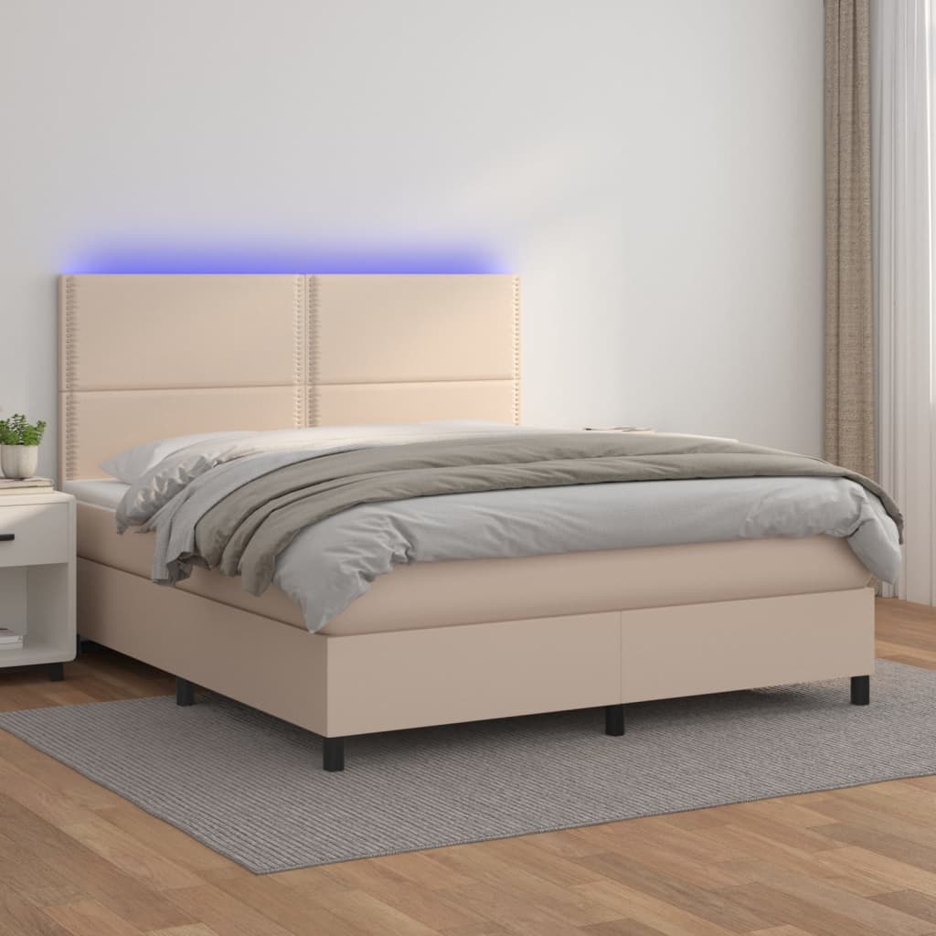 Boxspringbett Mit Matratze & Led -Braun 100X200Cm Cappuccino
