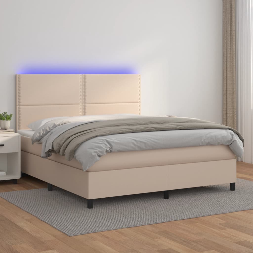 Boxspringbett Mit Matratze & Led -Braun 100X200Cm Cappuccino
