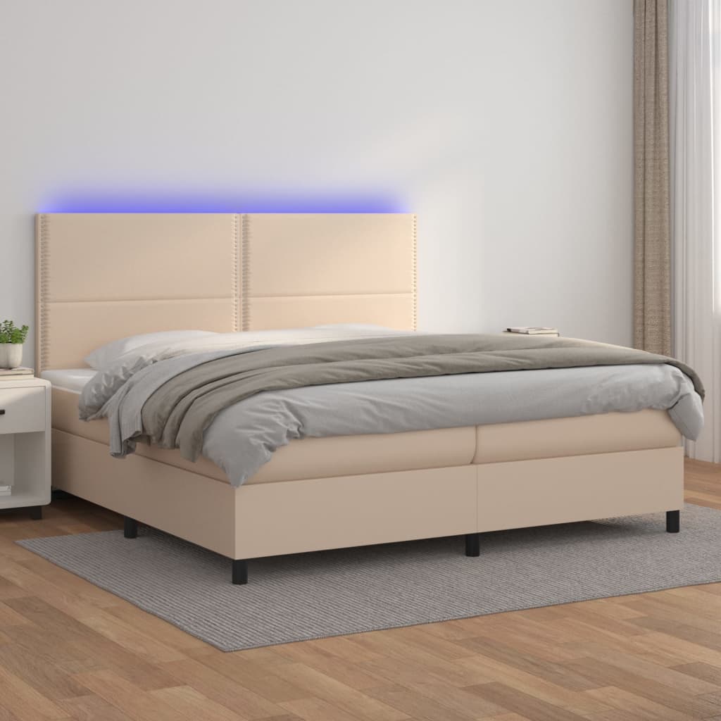Boxspringbett Mit Matratze & Led -Braun 100X200Cm Cappuccino